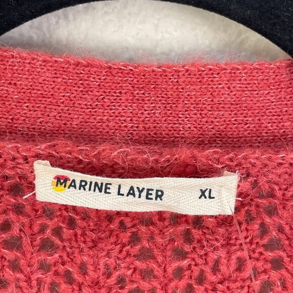 Marine Layer Womens XL Evelyn Pointelle Sweater in Mineral Red V Neck Knit - Picture 4 of 10